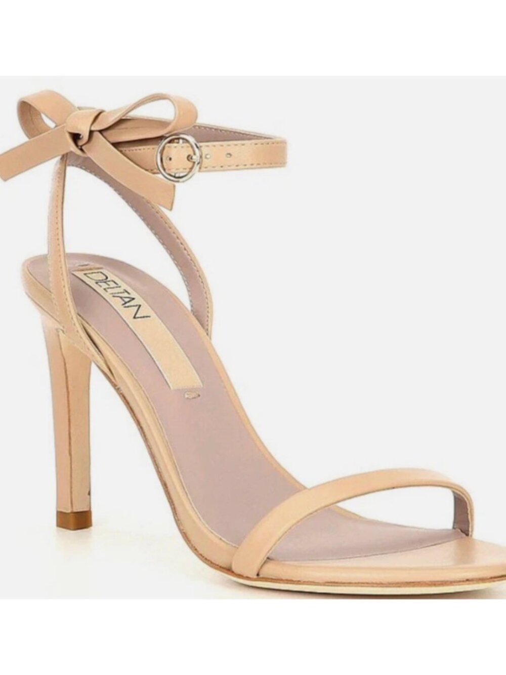 Deltan Miranda Ankle Bow Detail Dress Sandals Heels 4 in Sz 10M Latte